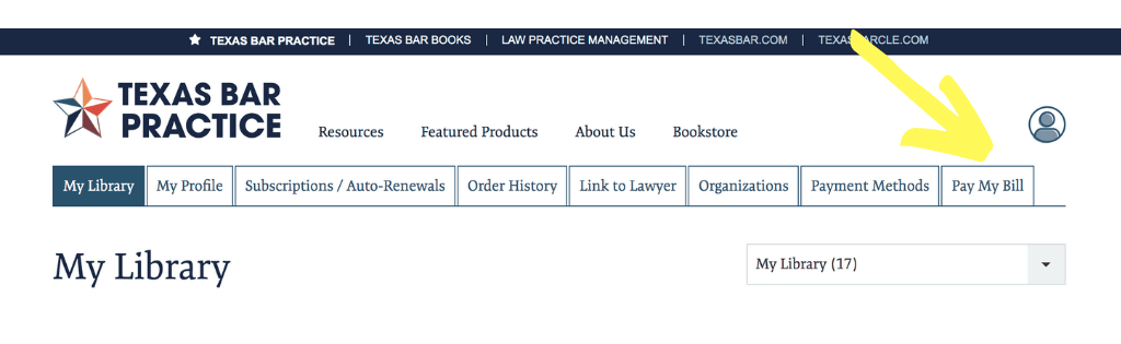 Pay My Bill Tab - Texas Bar Practice