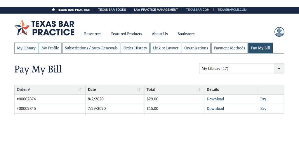 Pay My Bill - Texas Bar Practice