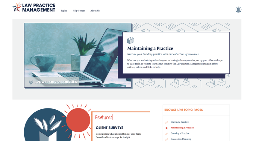 Law Practice Management topics page screenshot