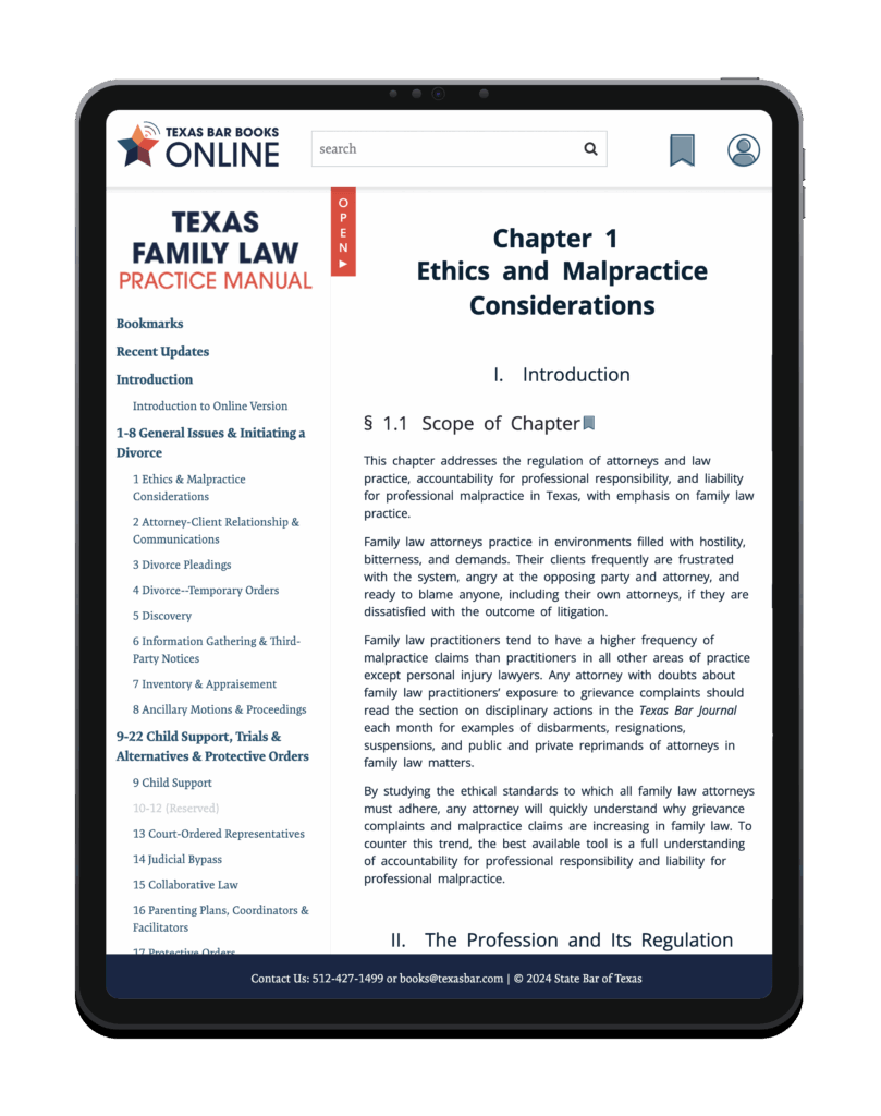Texas Family Law Practice Manual Online Subscription | Texas Bar Practice