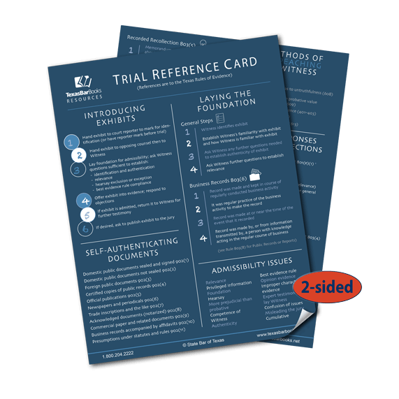 trial reference card - texas bar books