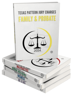 A stack of the 2024 Texas Pattern Jury Charges.