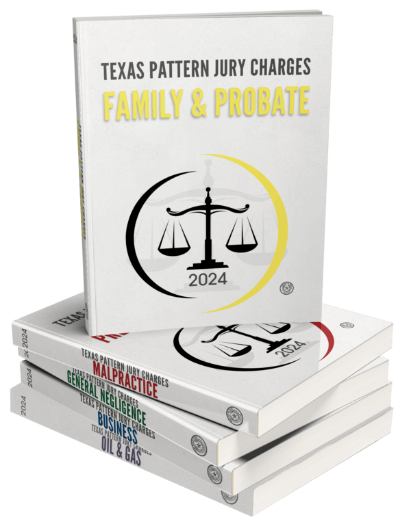 A stack of the 2024 Texas Pattern Jury Charges.