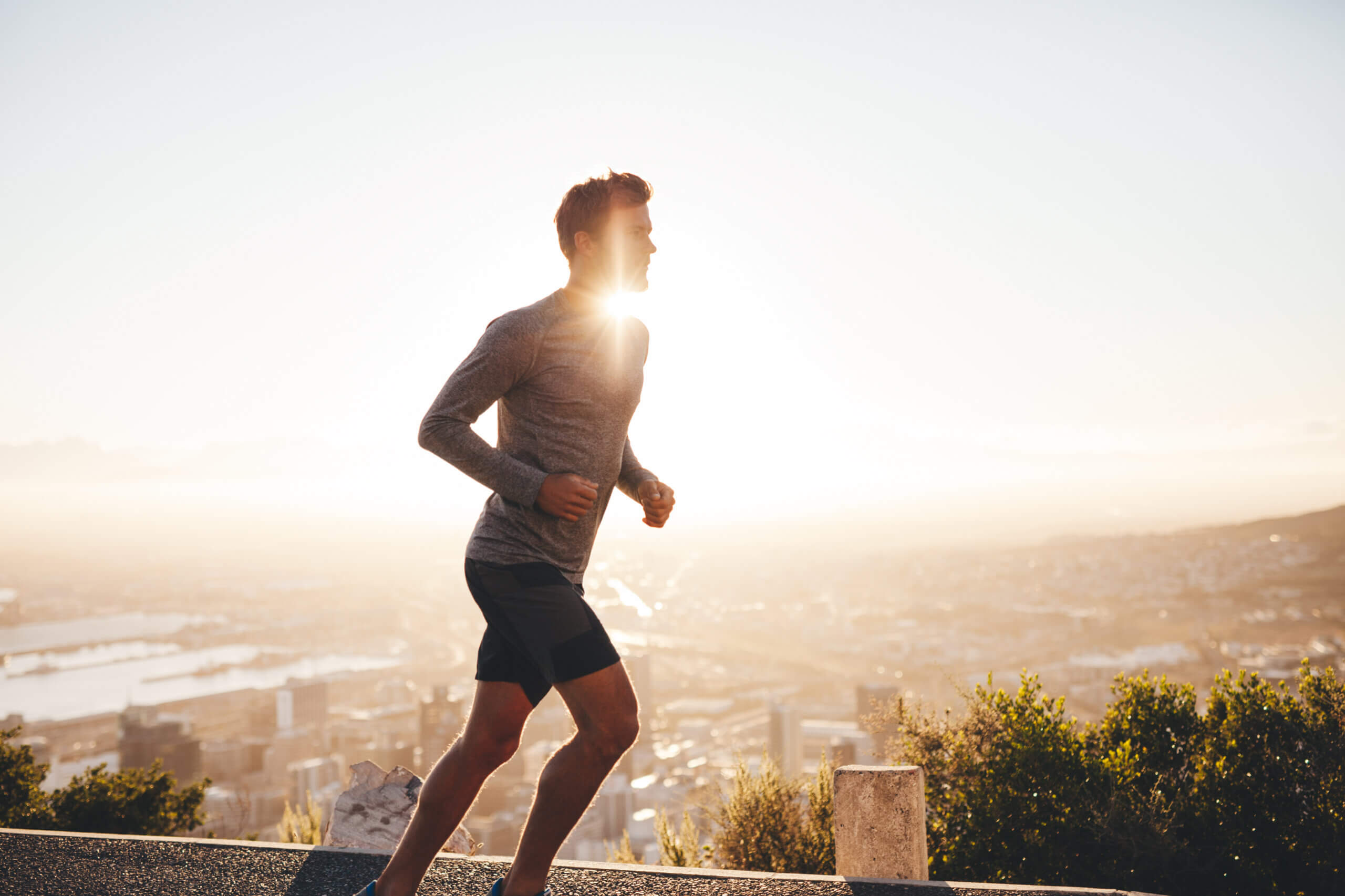 Young man going for an early morning jog