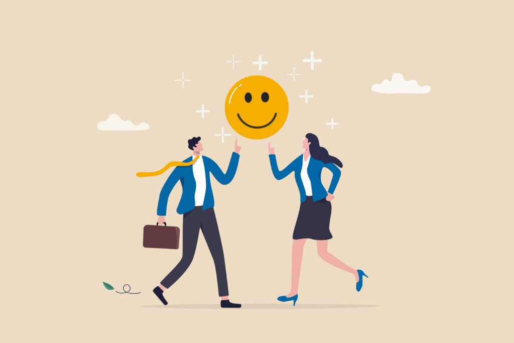 Employee happiness, job satisfaction or company benefit, happy