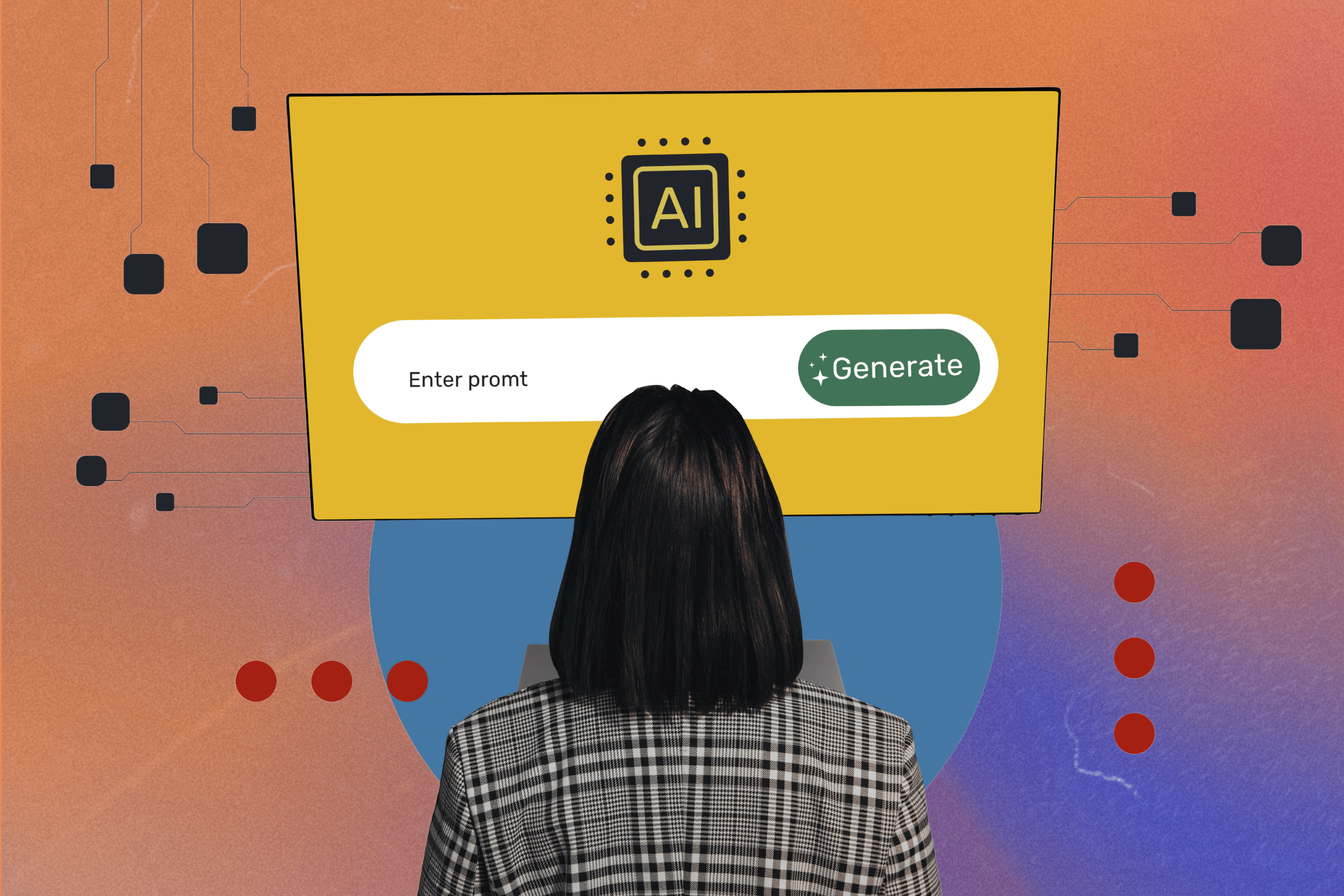 A woman looking at an AI prompt